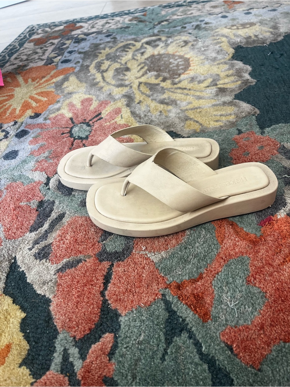 Princess Polly Beige Platform Thong Sandals